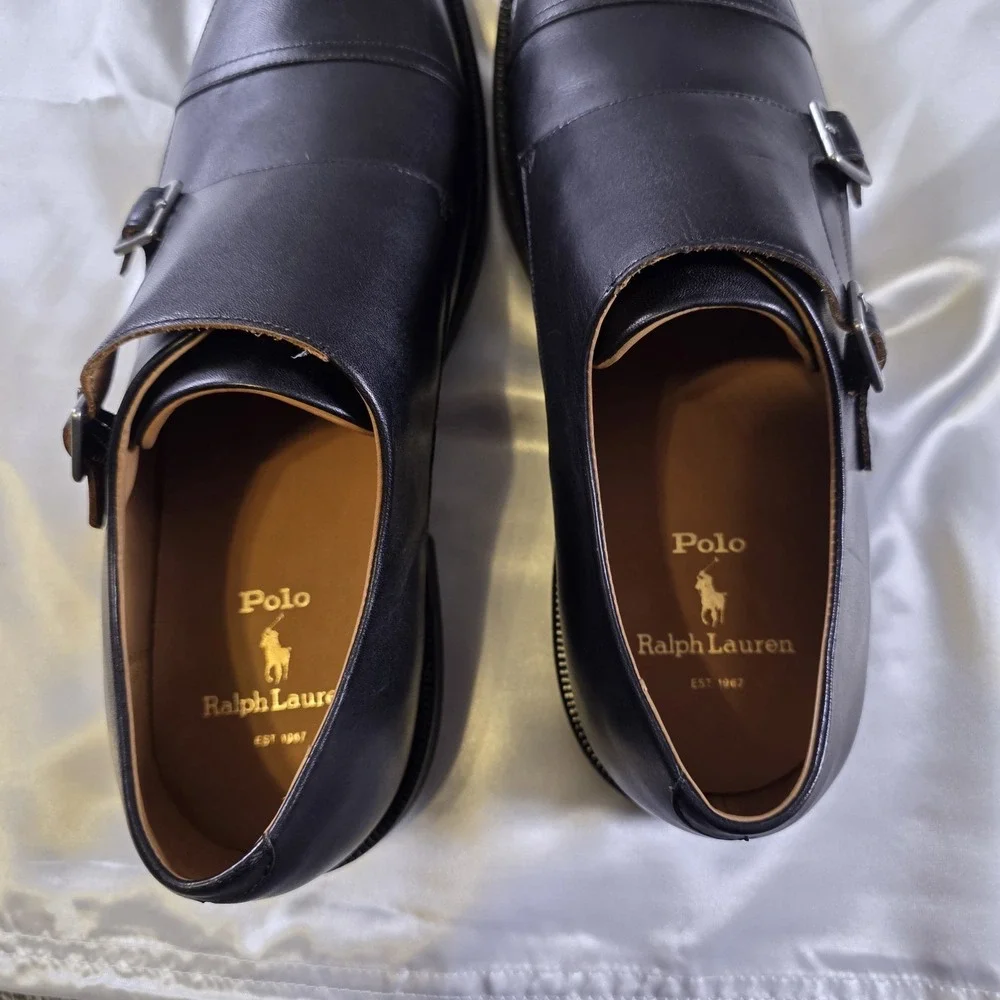 Polo Ralph Lauren Asher Double Monk Strap Oxford Leather Dress Shoes Size 11.5